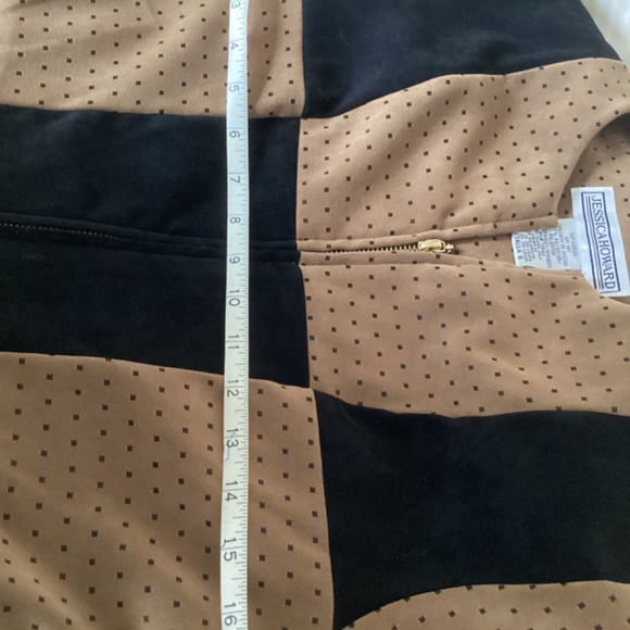Vintage Brown Black zipper front color block Jessica Howard Jacket 6 Petite - Picture 7 of 13